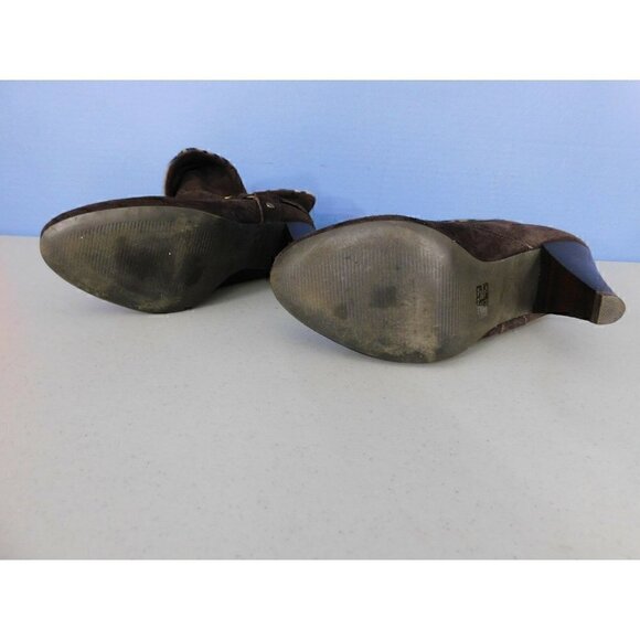 STYLE & CO BROWN SUEDE LEATHER ANKLE BOOTS WOMAN'S SIZE 5.5 M WITH FAUX FUR - Picture 6 of 8